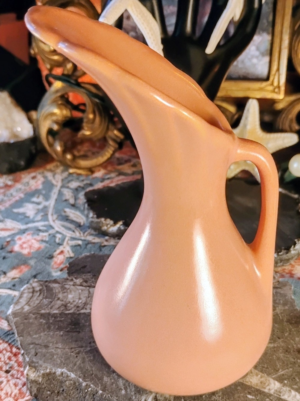 Vintage Metlox Poppytrail Matte Peach Ewer Vase California Art Pottery Motlox